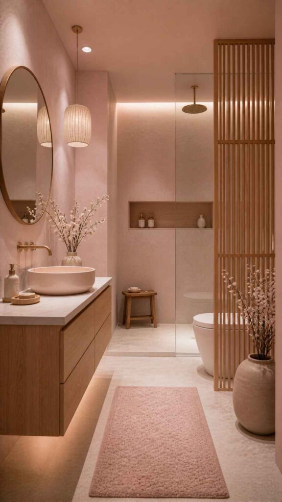 pale pink bathroom